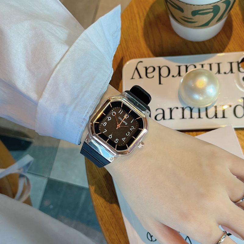2025 New Women's Square Ins Style Niche Junior High School Student Versatile Exam Simple Quartz Watch_voghion.com