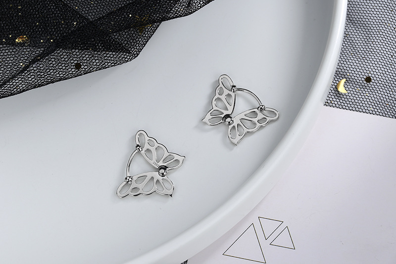 Pendientes de plata de ley VENUS Sier para mujer, aretes con forma de mariposa ahuecados, dije de temperamento, moda elegante_voghion.com