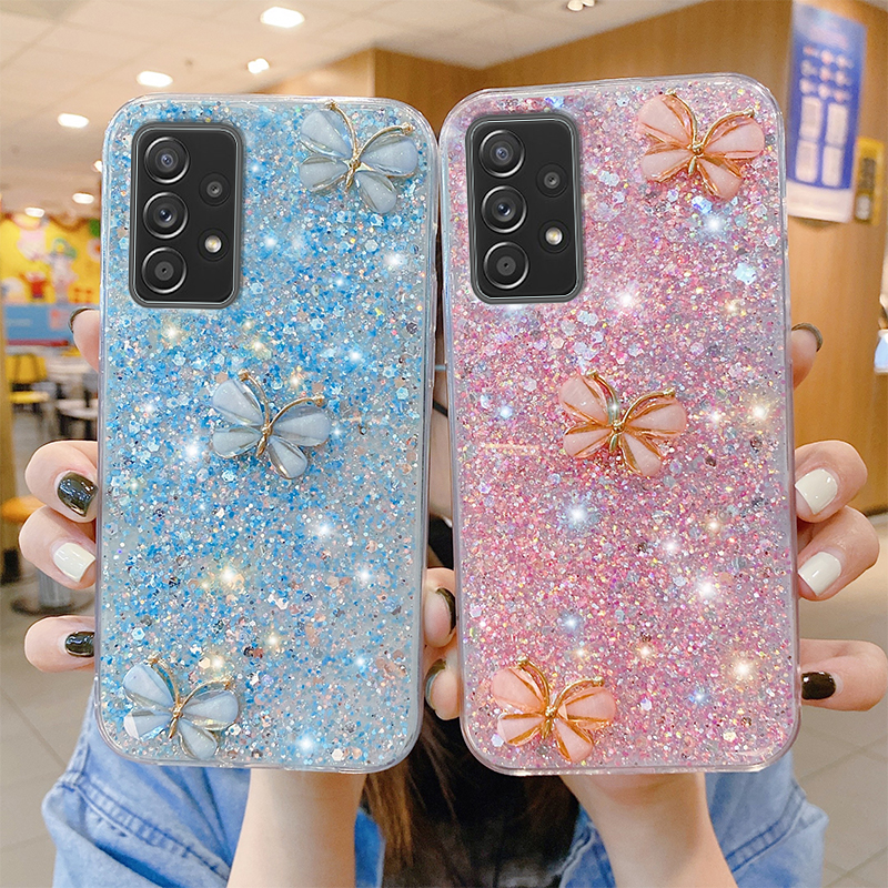 3D kelebek parlak pullar yumuşak silikon kılıf için oppo A9 2020 A5S A3S A31 A8 A91 A52 A72 A92 A83 A15 A53 arka kapak C_voghion.com