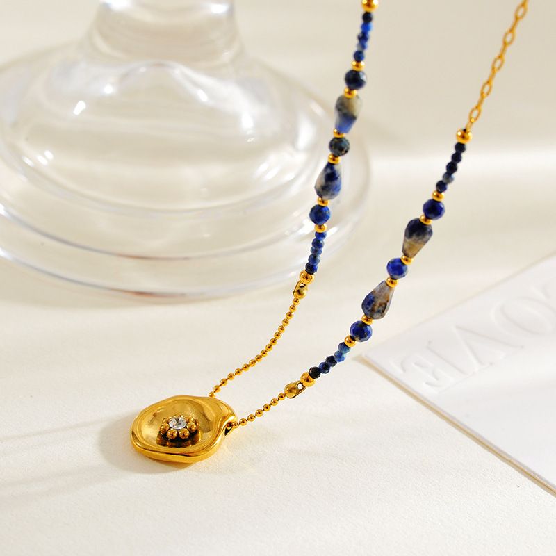 Collana con perline di lapislazzuli naturali, nuova, stile cinese, di alta qualità, con catena per maglioni, stile retrò, tormalina, accessori in pietra naturale per autunno e inverno, per donne._voghion.com