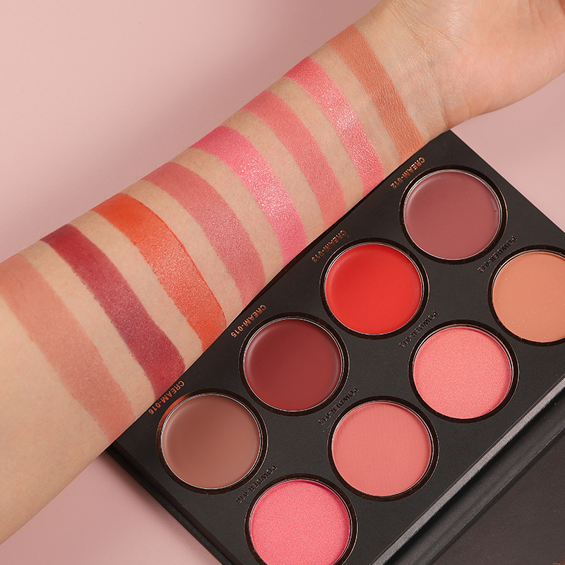 Palette di blush a 8 colori, tavolozza di blush 4 in polvere + 4 in crema, tavolozza di blush per contorni e illuminanti, polvere di blush di lusso leggera opaca brillante brillante_voghion.com