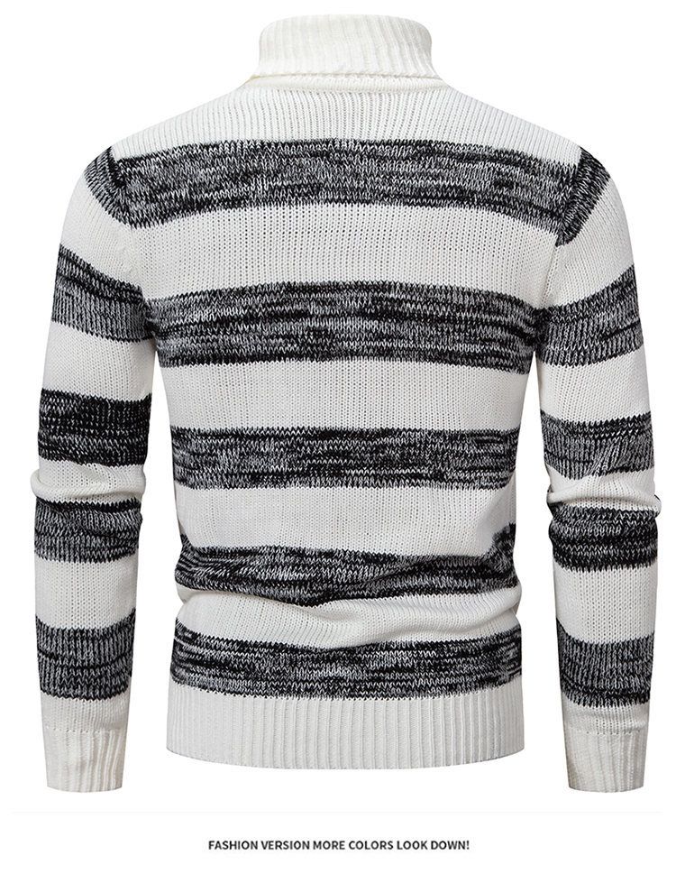 Maglione a collo alto a righe da uomo – Pullover in maglia slim fit con pannelli a contrasto (M-3XL) | Traspirante e alla moda in stile coreano_voghion.com