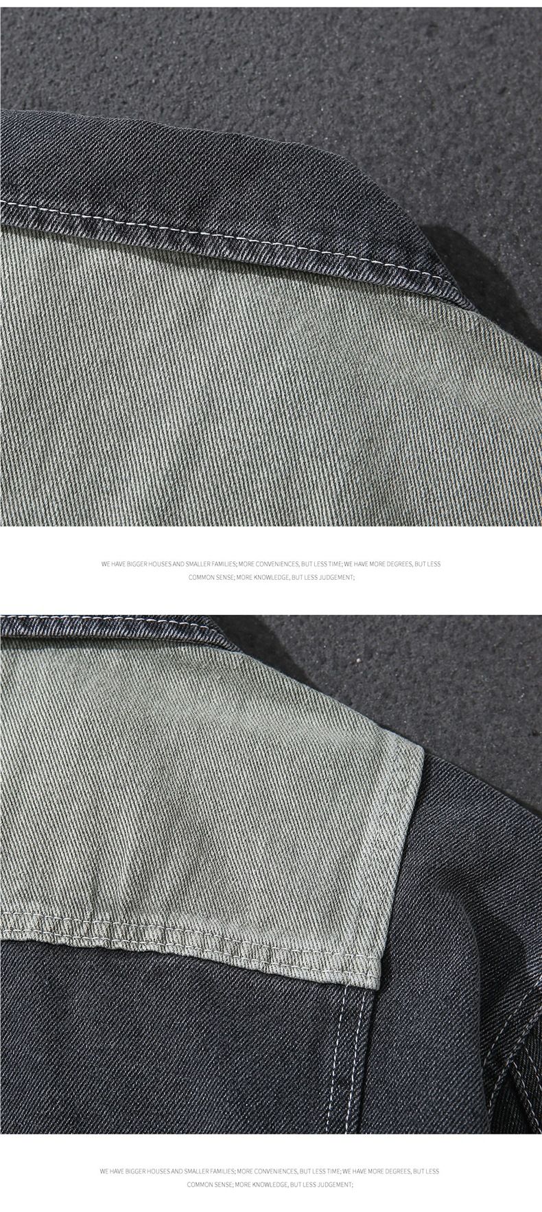 Herrenbekleidung Lockere Arbeitskleidung Plus Samtoberteil Jeansjacke Lockere Passform Arbeitskleidung im koreanischen Stil Fleecegefütterter Freizeitmantel mit Patchwork und Farbblockierung_voghion.com