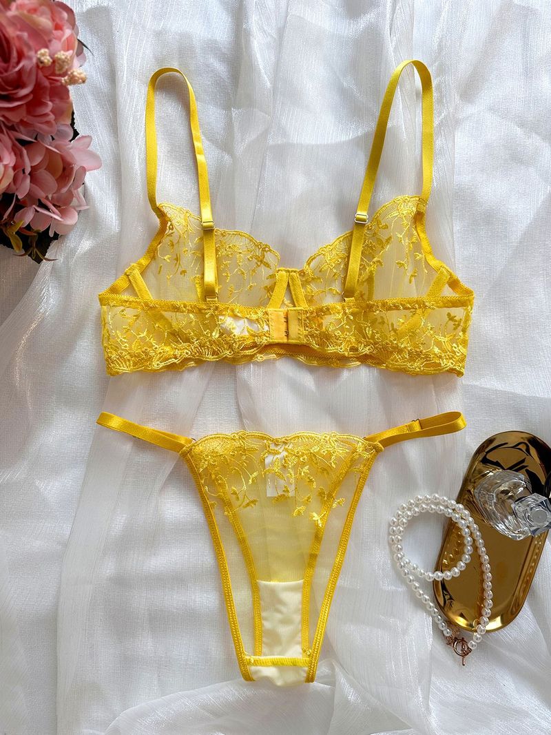 Kajiano Cross Border Foreign Trade Autumn New Mesh Embroidery Perspective Sexy Niche Design Emotional Fun Suit With Steel Ring_voghion.com