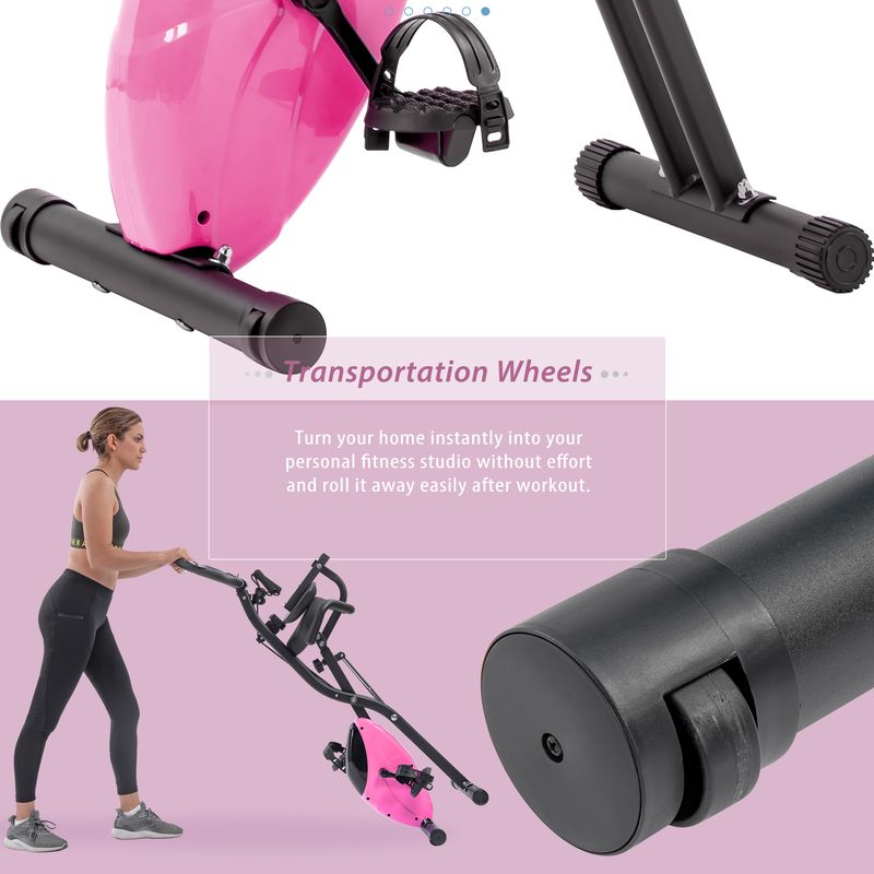 Folding Exercise Bike, Fitness Upright And Recumbent X-Bike With 16-Level Adjustable Resistance, Arm Bands And Backrest_voghion.com