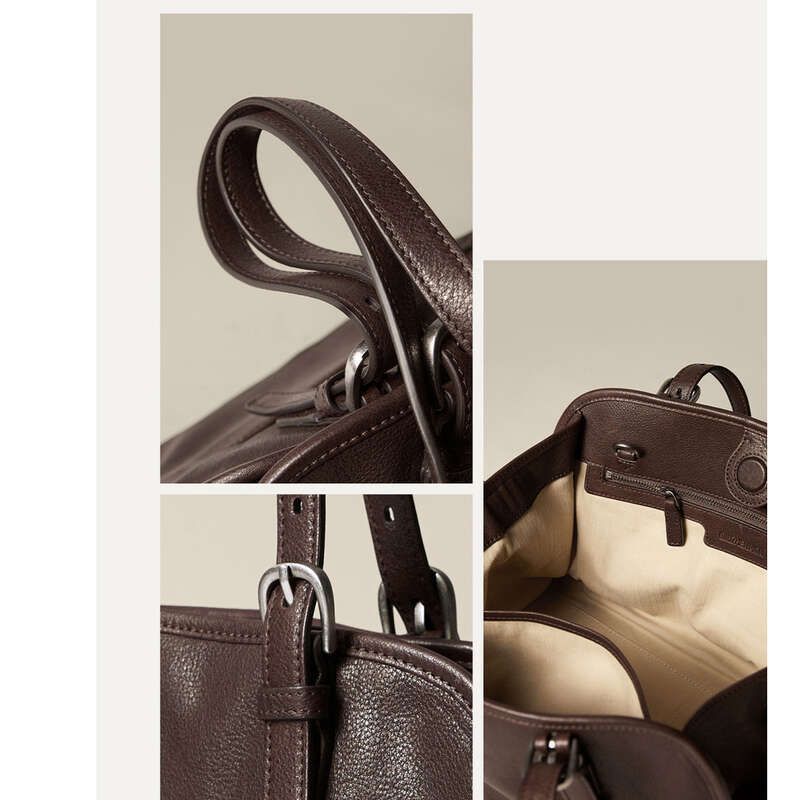 Vegetable Tanned Head Cowhide Leather Gold Spindle Bowling Handle Crossbody Bag, Genuine Leather Large Capacity_voghion.com