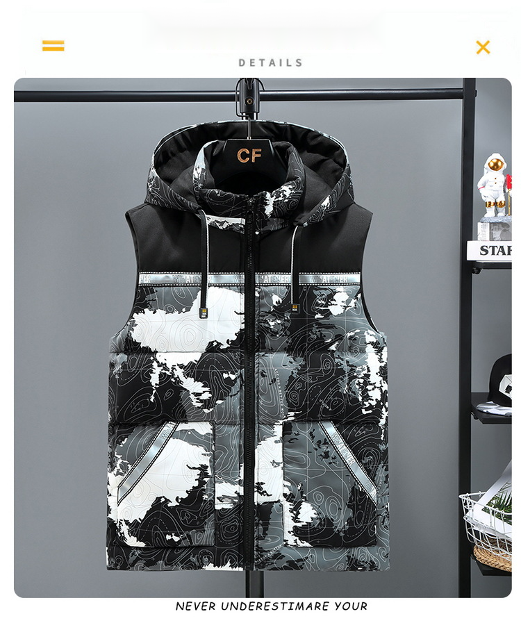 camouflage cotton vest casual outdoor fashion sleeveless down cotton jacket outer factory direct batch_voghion.com