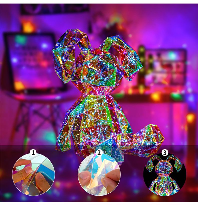 Creative Folded-Eared Rabbit 35cm Iridescent Glowing Indoor Decorative Ornament_voghion.com