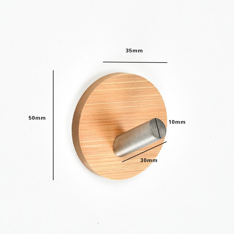 Bamboo Wooden Hooks For Kitchen And Bathroom, Punch Free Decorative Stainless Steel Hooks, Hat And Towel Hooks, Factory Direct Supply_voghion.com