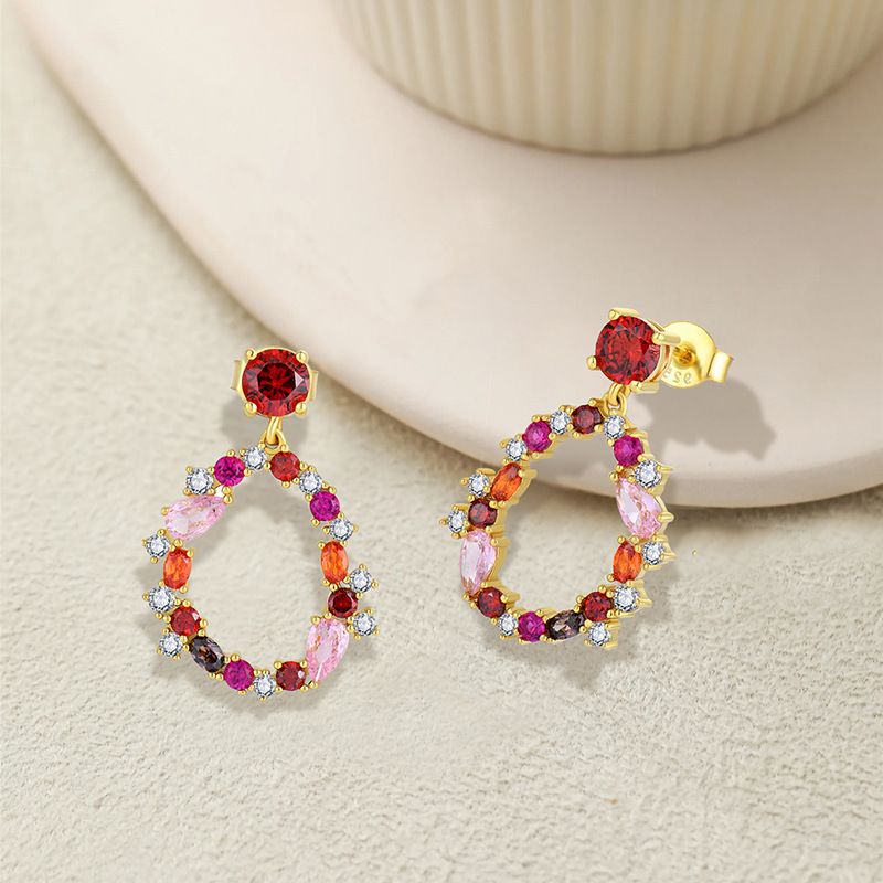 Orecchini con diamanti colorati alla moda S925 in argento sterling, orecchini irregolari con gemme di zircone da donna, orecchini gioielli_voghion.com
