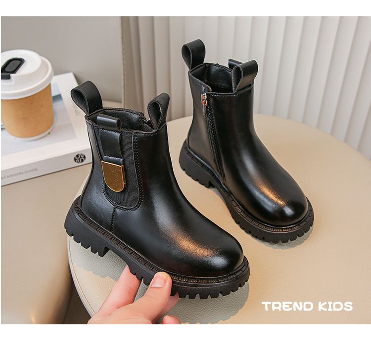 Chaussures pour enfants bottes Martin pour filles printemps et automne 2024 bottes courtes pour enfants de style britannique pour bébés filles bottes en cuir à semelle souple de style occidental_voghion.com