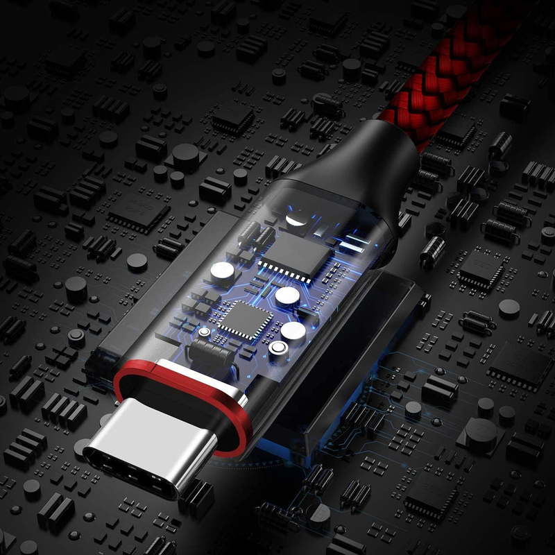 Etguuds 6 pēdu C tipa lādētājs 3A ātrai uzlādei, divdaļīgs neilona pinuma A uz USB C kabelis, kas ir saderīgs ar Samsung Galaxy_voghion.com