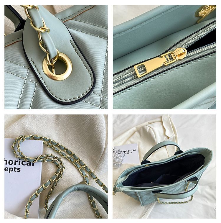 Borsa a tracolla grande capacità, borsa a tracolla alla moda con catena a rombo, borsa da pendolare_voghion.com