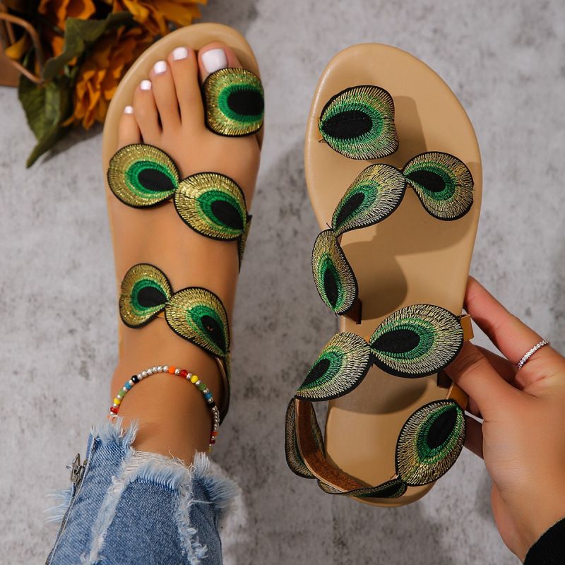 2025 Summer New Hot Tume American Ethnic Flat Bottom Women's Shoes Large Beach Sandals_voghion.com