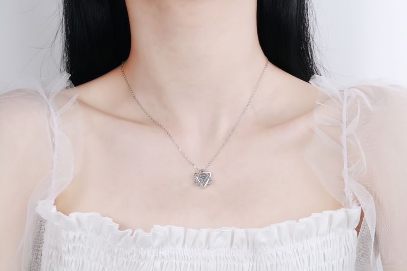 Tancise 0,5 Karat Echt Moissanite Hexagramm Stern Anhänger Halskette Für Frauen Sterling Silber Hochzeit Partei Schmuck_voghion.com