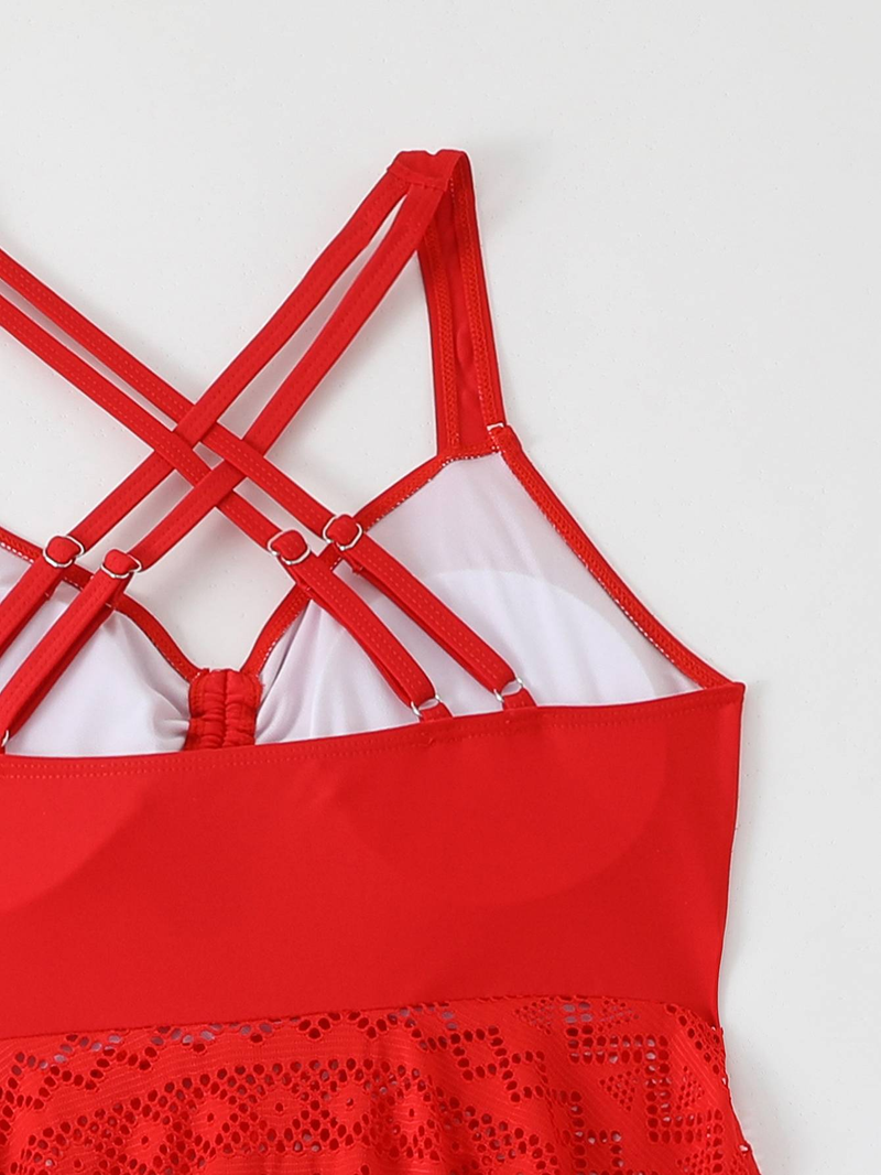 Fat Sister Rock Style Fashion Split Badeanzug Konservativ Romantisch Locker Einfarbig Damen Strandkleidung_voghion.com