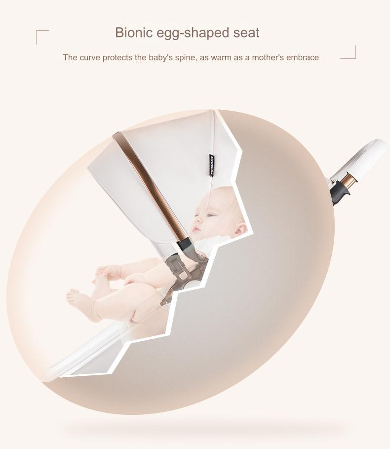 Kinderwagen kan zitten en liggen, leren kinderwagen met twee richtingen, hoog zicht, 360 graden draaibaar, opvouwbaar, schokabsorberend_voghion.com