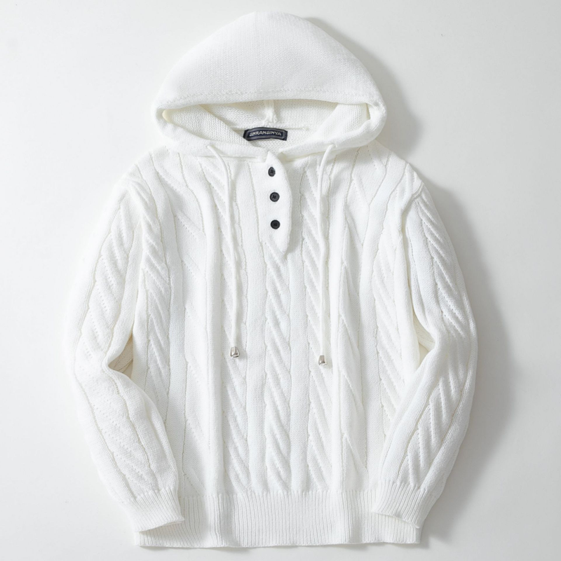 Härekleedung Twisted Drawstring Hooded Pullover Pullover 7 Nadel Woll Pullover Jacket_voghion.com