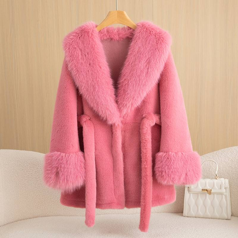 Γυναικεία Ρούχα Golden Mink Velvet Winter Fur Νέο γυναικείο λεπτό παλτό με μεσαίο και μακρύ στυλ κομψό μόδας_voghion.com