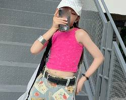 Dětské oblečení, letní džíny, stylové potištěné kalhoty se širokými nohavicemi, módní ležérní střední a velké rovné dlouhé kalhoty_voghion.com