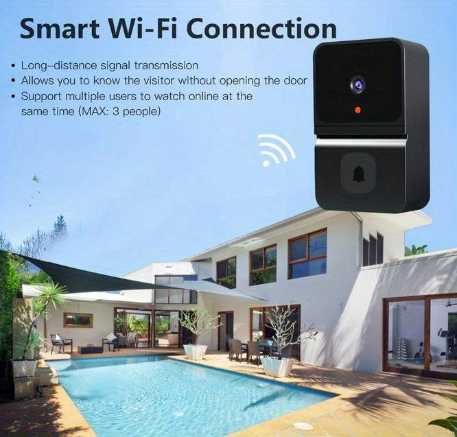 1pc Smart Visual Doorbell, Wireless Wifi Household Low Power Consumption Long Standby, APP Remote Intercom(build In Battery)_voghion.com