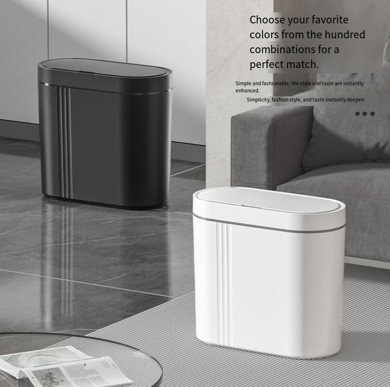Papelera de inducción totalmente automática para el hogar, sala de estar, dormitorio, baño, espacio, papelera inteligente_voghion.com