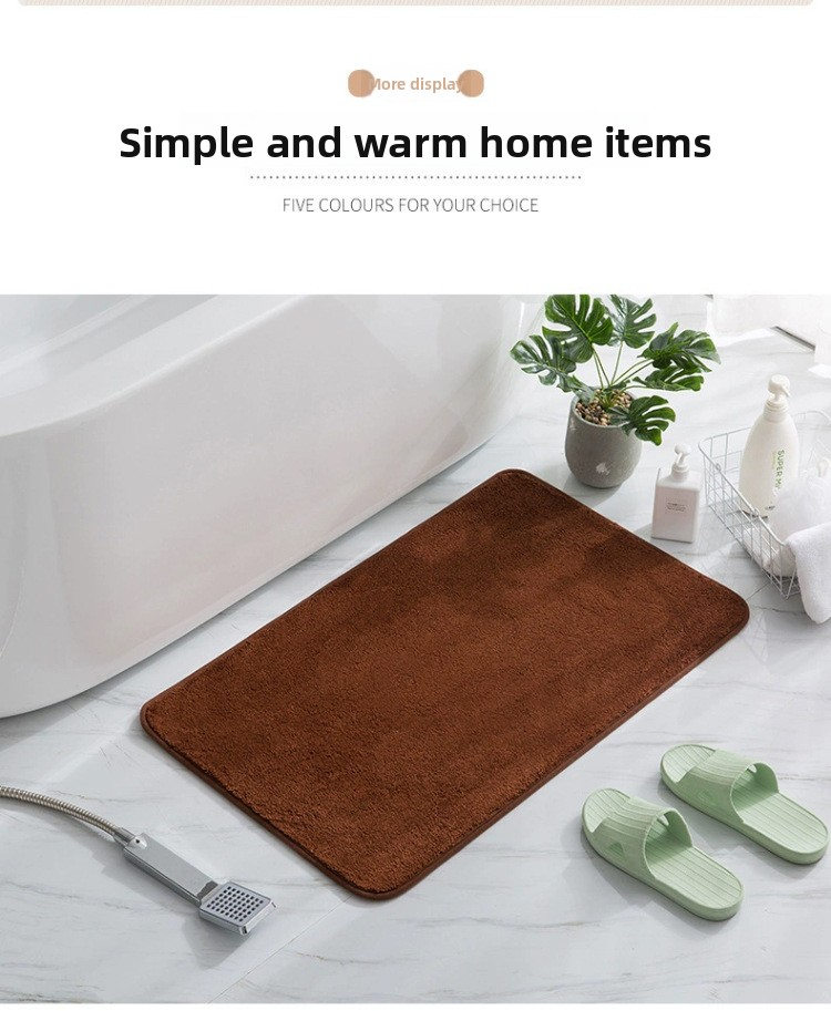 Tapete de banho - Tapete de banheiro de pelo curto ultramacio e absorvente (forro antiderrapante minimalista quadrado em veludo cotelê)_voghion.com