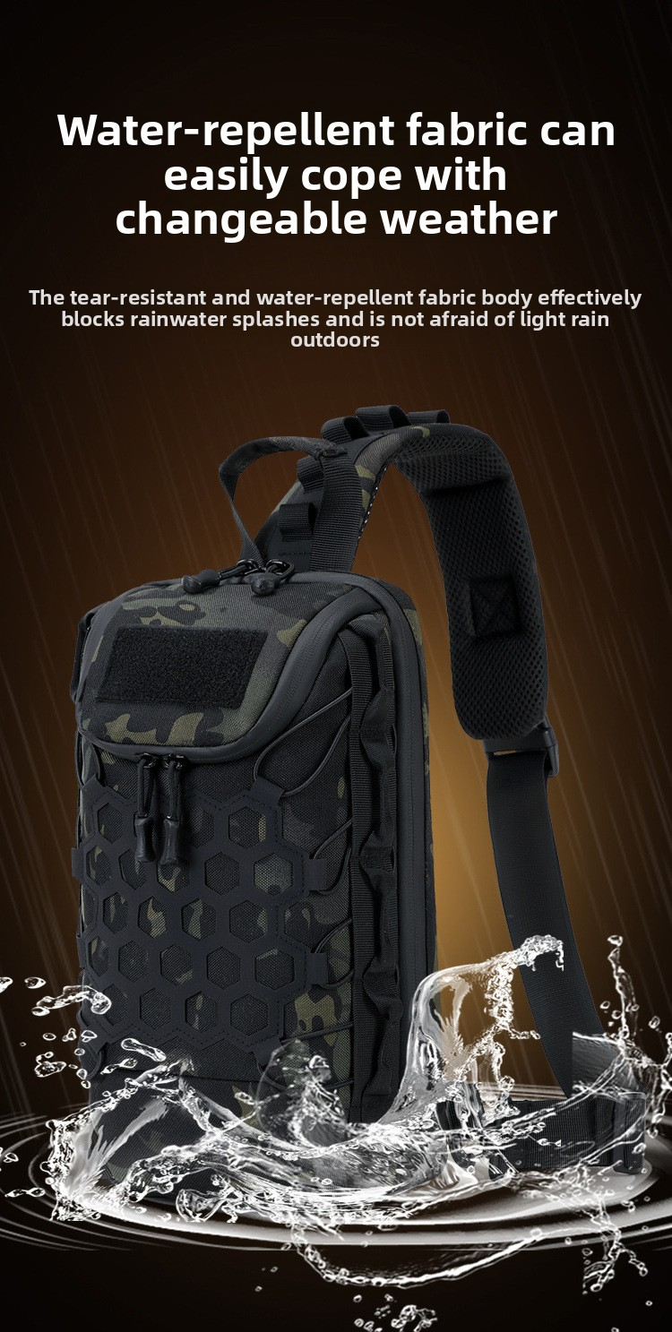 Men's Nylon Chest Pack – Lightweight & Durable Sling Bag For Outdoor Adventures | Adjustable Strap (Black/CP Color)_voghion.com