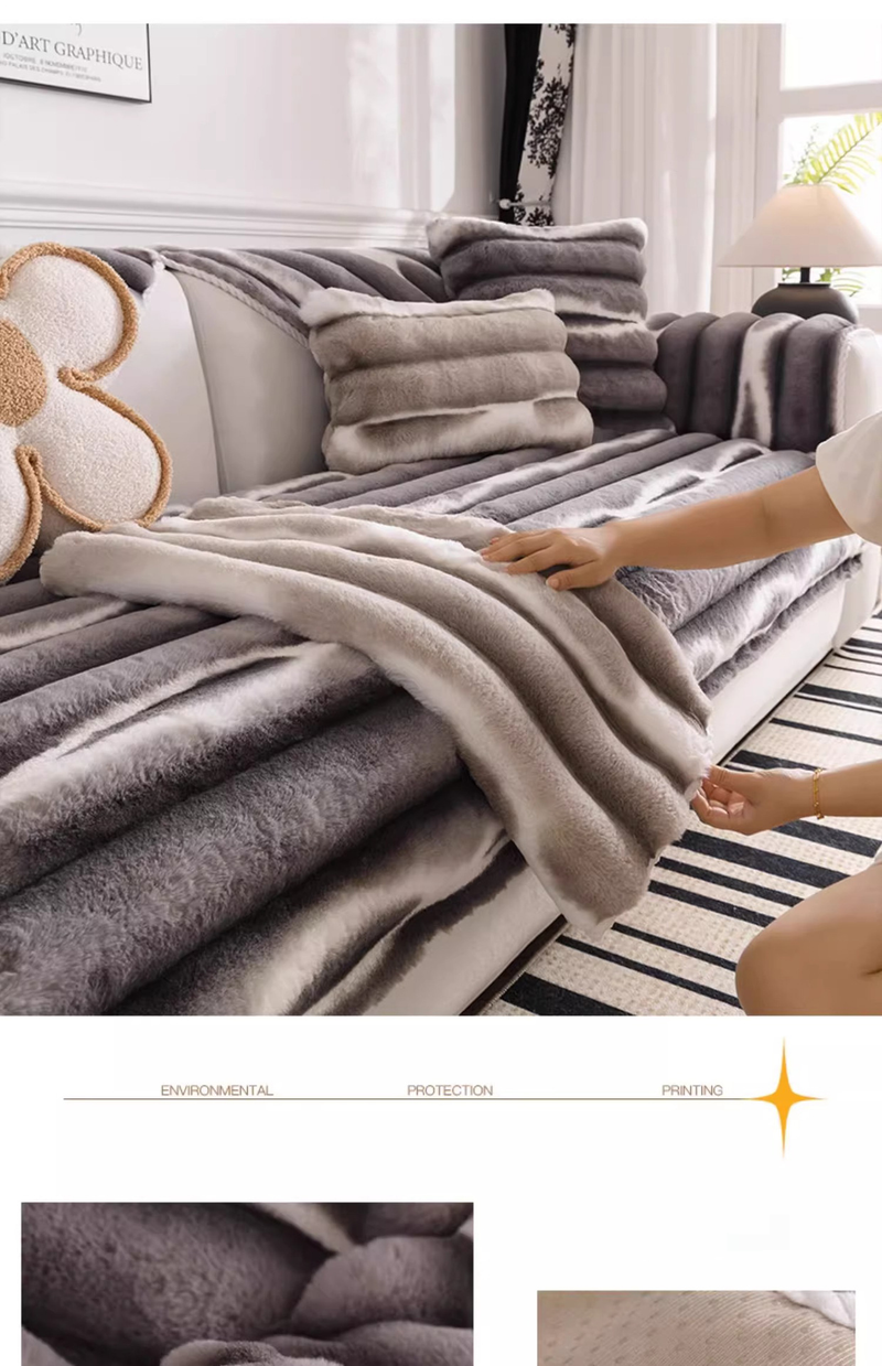Velvet Sofa Cushion Cover – Plush, Non-Slip, Minimalist Style (Pure Colors: Grey/Orange/Pink/Beige)_voghion.com