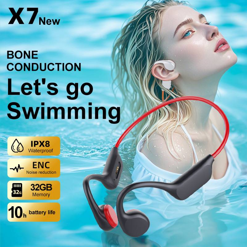 X7S Knochenleitungs-Bluetooth-Kopfhörer zum Schwimmen, 32 GB integrierter Speicher, IPX8 wasserdicht, 8 Stunden Akkulaufzeit, Bluetooth 5.3_voghion.com
