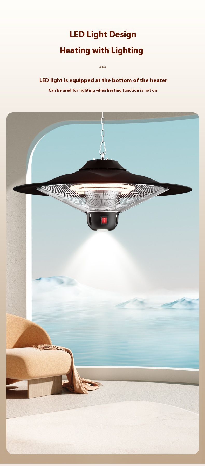 Wandmontierter Kohlefaserheizer – 2500 W schnell aufheizender elektrischer Terrassenheizer mit Fernbedienung und APP-Steuerung, 3 Geschwindigkeitsstufen_voghion.com