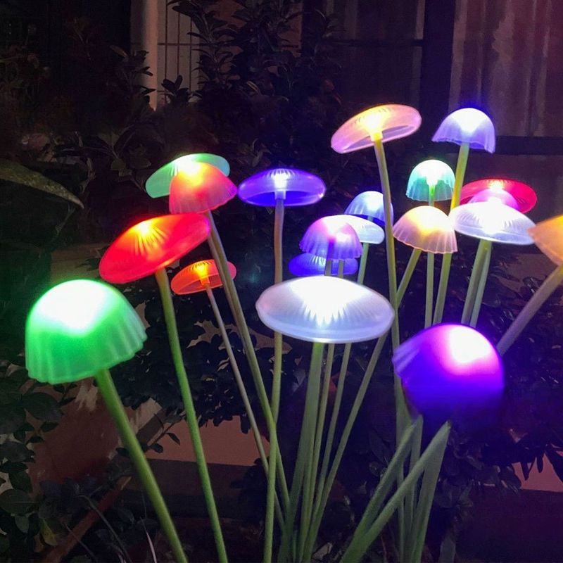Luci solari a LED a forma di fungo a forma di medusa - Decorazione da giardino in silicone impermeabile con opzioni di cambio colore/bianco caldo_voghion.com