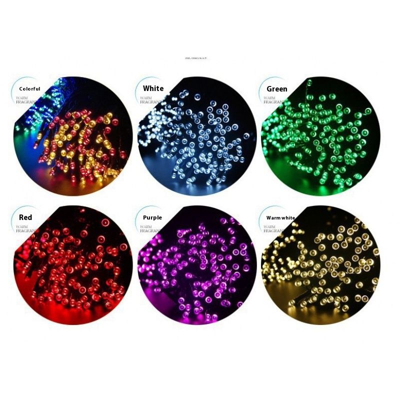 12 m 100 LED-Solarlichterkette mit Fernbedienung, 8 Beleuchtungsmodi, IP65 wasserdicht, 3000 K Warmweiß und mehrfarbig, dekorative Lichterkette für den Außenbereich_voghion.com