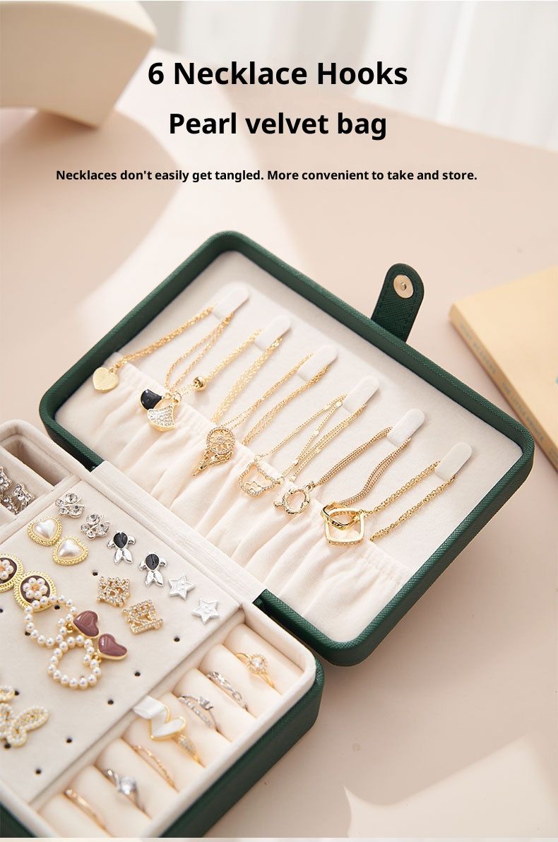 Boîte à bijoux en cuir – Organisateur minimaliste de style coréen pour boucles d'oreilles, bagues et colliers (17 x 12 x 5 cm, étui rigide, 5 couleurs)_voghion.com