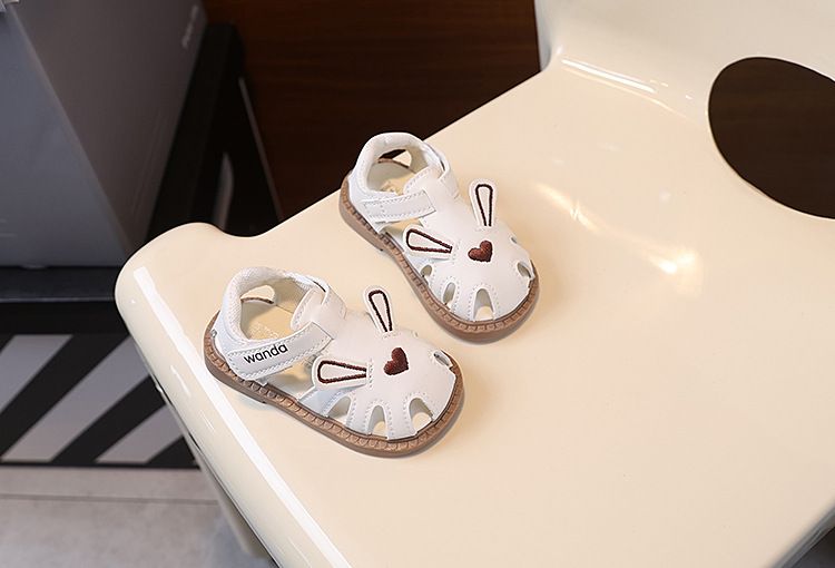 Zapatos Baotou de estilo princesa de verano para bebés y niños pequeños, con orejas de conejo, suela suave, para playa_voghion.com