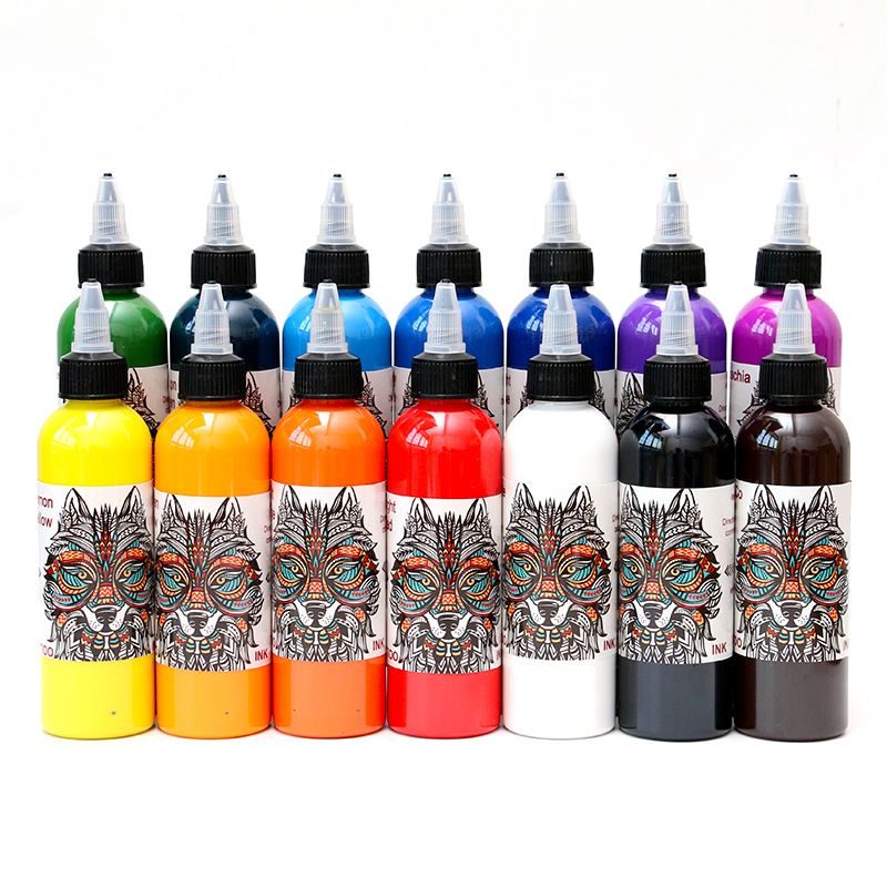 120 ml 14 Farben Wolfskopf Tattoofarbe_voghion.com