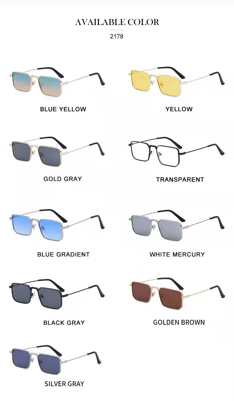 Unisex Sonnenbrille mit quadratischem Rahmen für Herren Steampunk-Sonnenbrille Damenmodetrend Sonnenbrille aus Metall_voghion.com