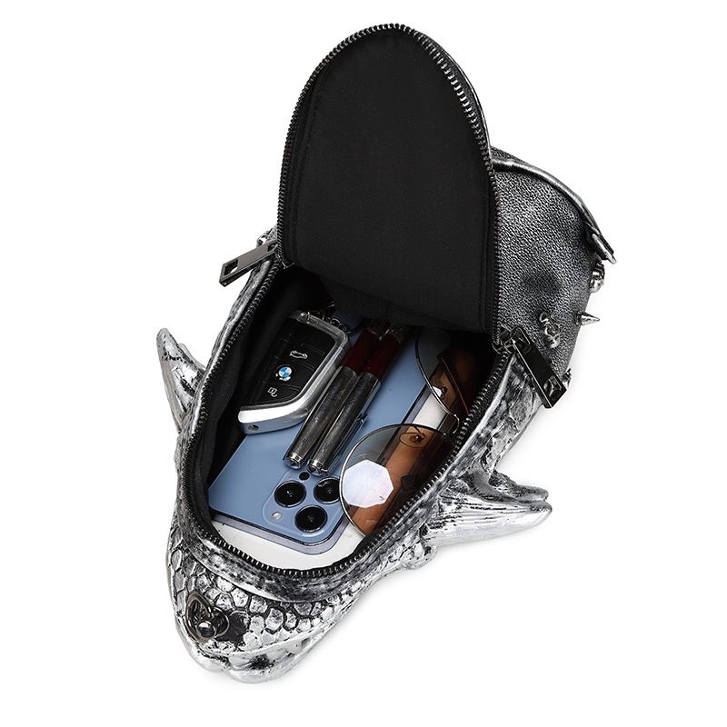 Borsa a tracolla unisex personalizzata con rivetti, piccola, con testa di drago 3D, zaino alla moda per coppie_voghion.com