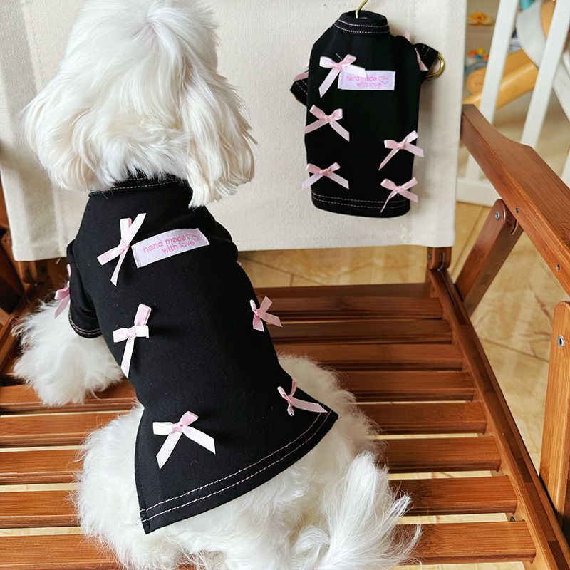 Neu Herbst Winter Haustier Hund Katze Baumwolle Home Base Rosa Schwarz Bowknot Kleine_voghion.com