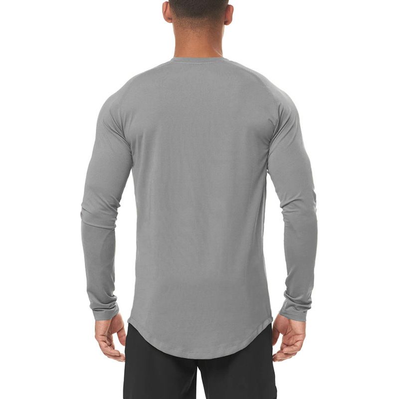 Herren Sport Lauf Fitness Training Schnelltrocknend Elastizität Atmungsaktiv Feuchtigkeitsaufnahme Kompression Langarm_voghion.com