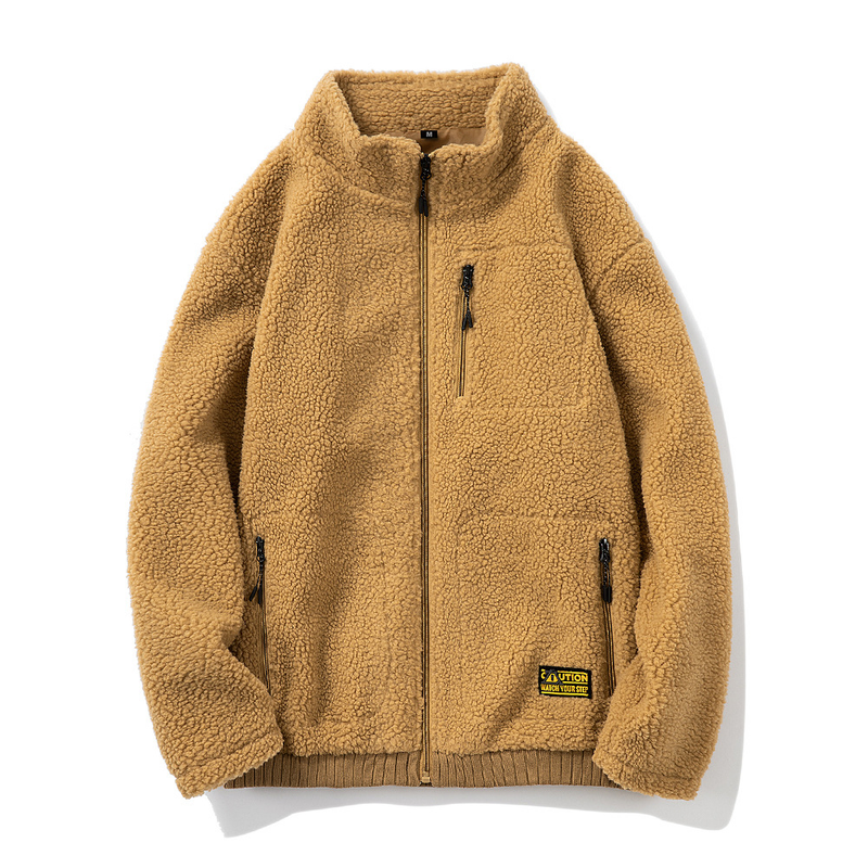 Herrenbekleidung Lammfleecejacke Neue Wintermodemarke für Herren, Persönlichkeitstasche mit Schulterärmel, Stehkragen, Strickjacke aus Lammwolle, Kapuzenpullover_voghion.com