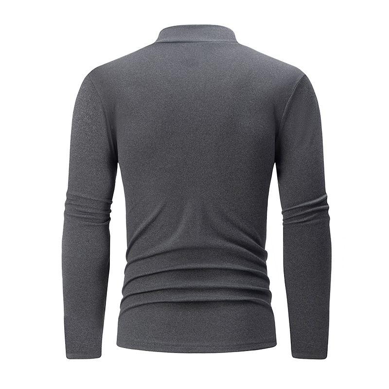 Overseas Platform Special Code Men's Autumn Winter Fashion Half Turtleneck Solid Color Base Shirt Casual Underwear_voghion.com