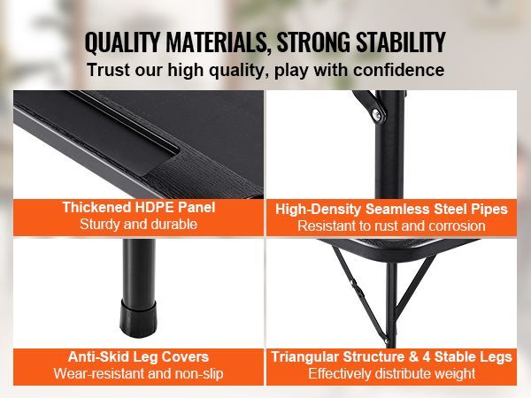 VEVOR Mahjong Table 4 Player Folding Card Table & 4 Cup Holders Chip Trays Black_voghion.com