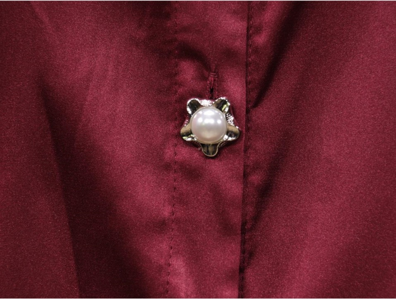 Damenbekleidung Lange Laternenärmel Lässiges, lockeres Satinhemd_voghion.com