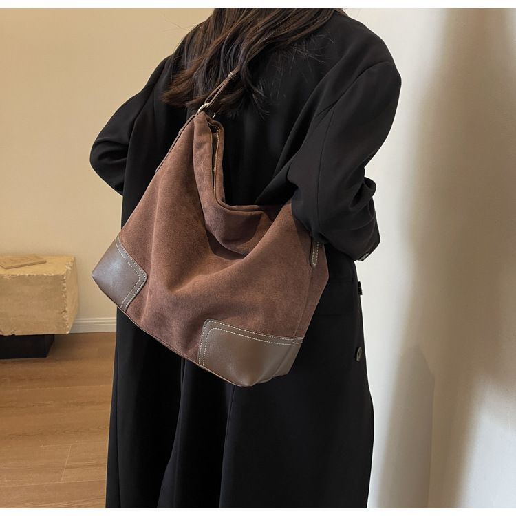 Borsa a tracolla singola in pelle scamosciata di alta qualità per donna 2024, nuova borsa alla moda e versatile con grande capacità per i pendolari_voghion.com