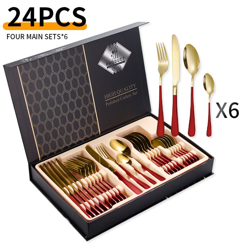 Viral 1010 Series 24-Piece Titanium Cutlery Set - Premium Stainless Steel Knives Forks & Spoons In Trendy Flip-Top Box_voghion.com