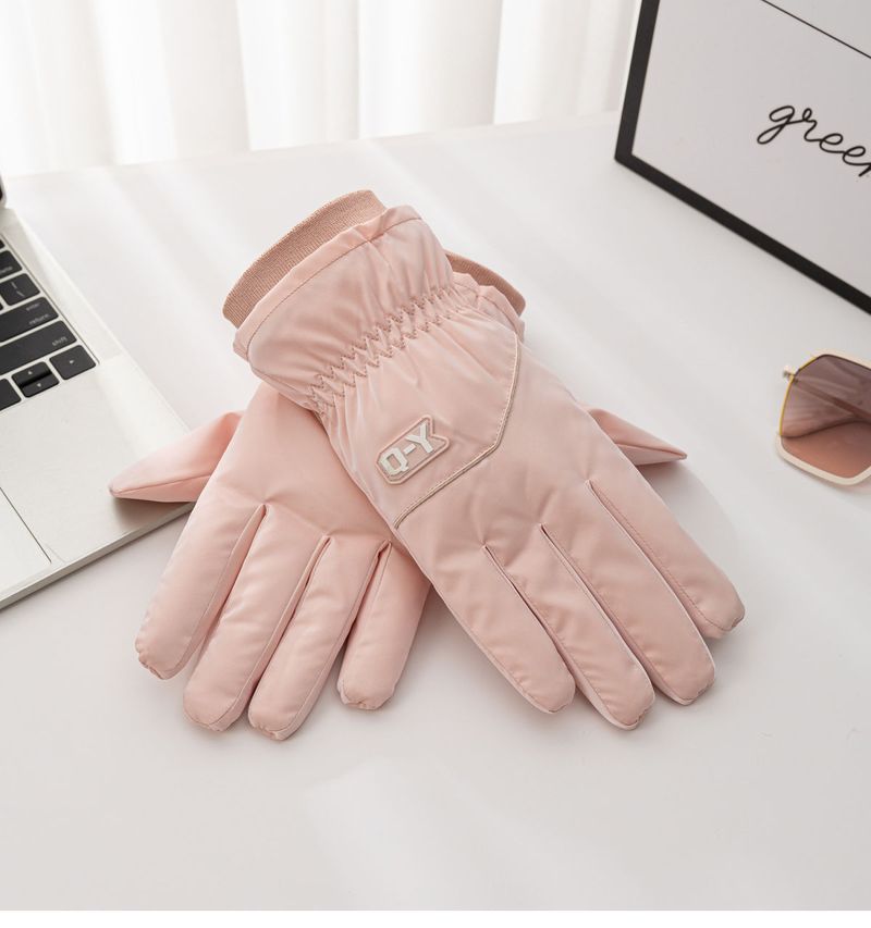 Luvas de ciclismo de lã grossa feminina com tela sensível ao toque e luvas de algodão quentes e impermeáveis para andar de bicicleta elétrica no inverno_voghion.com