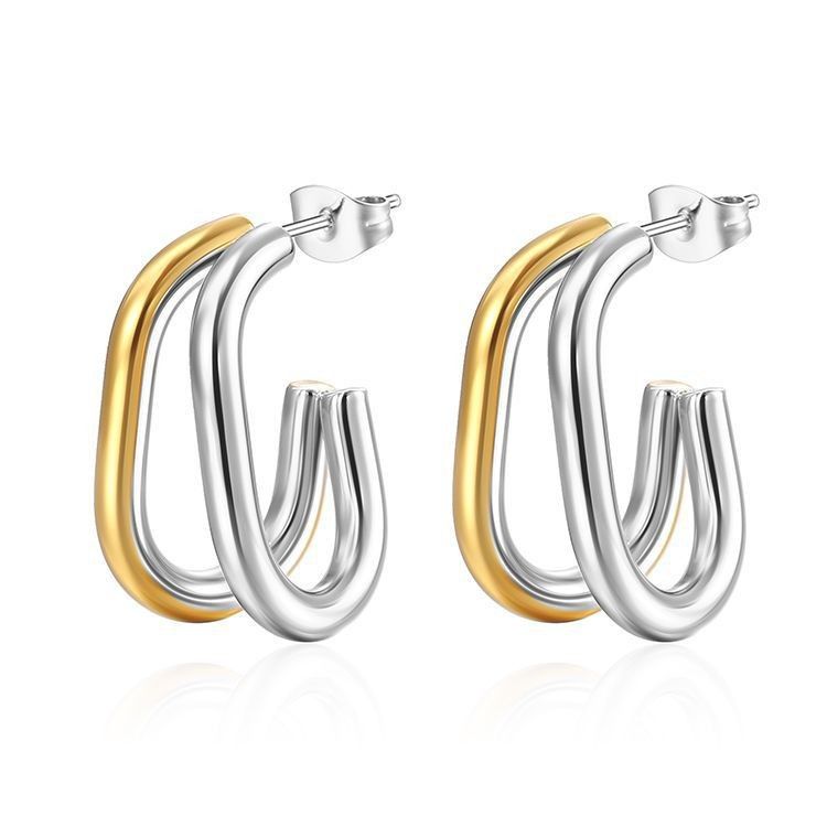 Orecchini pendenti leggeri multistrato versatili da donna placcati in oro alla moda in acciaio inossidabile con fornitura diretta transfrontaliera_voghion.com