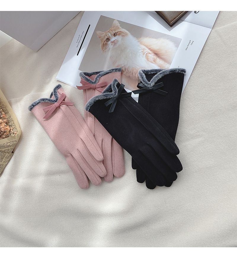 Guanti invernali da donna con touch screen, per guida e ciclismo, in pile spesso per isolamento dal freddo e calore, versione coreana_voghion.com