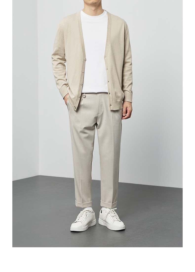 Men's Clothing Men's Knitted Cardigan 2024 Spring and Autumn Basic Sweater V-Neck Solid Color Knitted Sweater_voghion.com